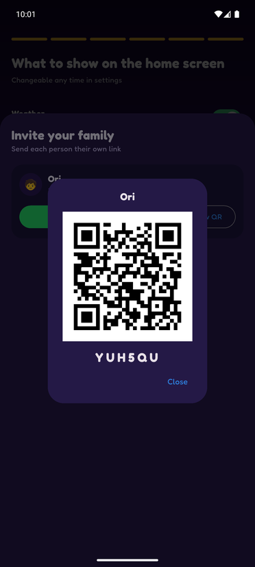 The invite QR code